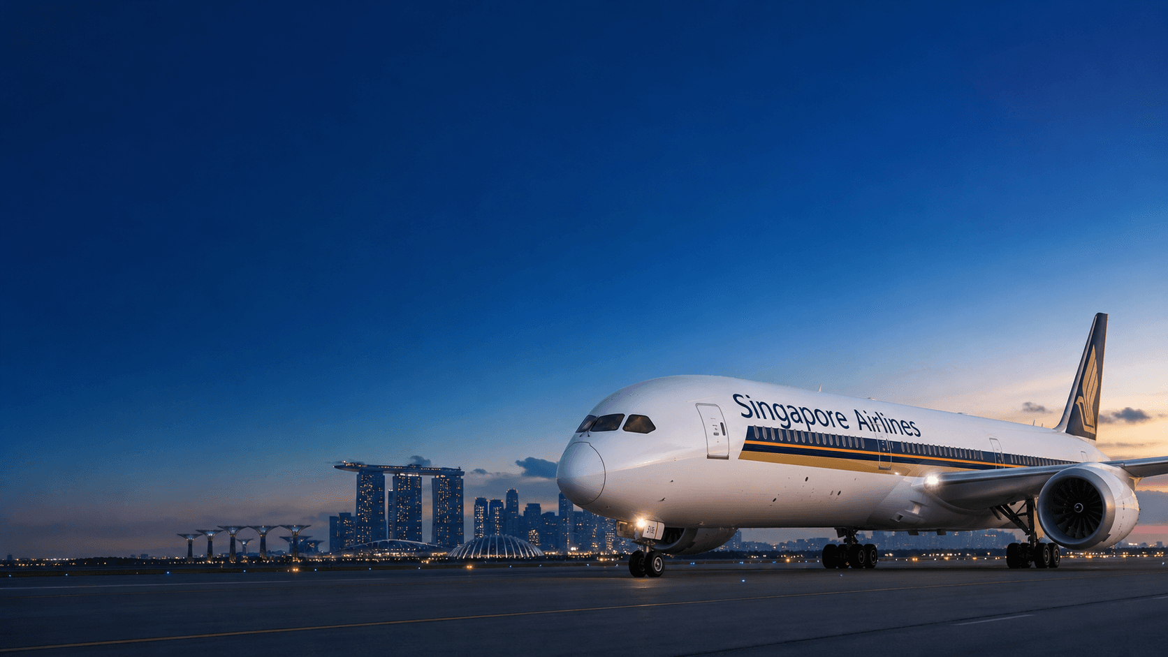 Máy bay Singapore Airlines tại Changi và Marina Bay Sands